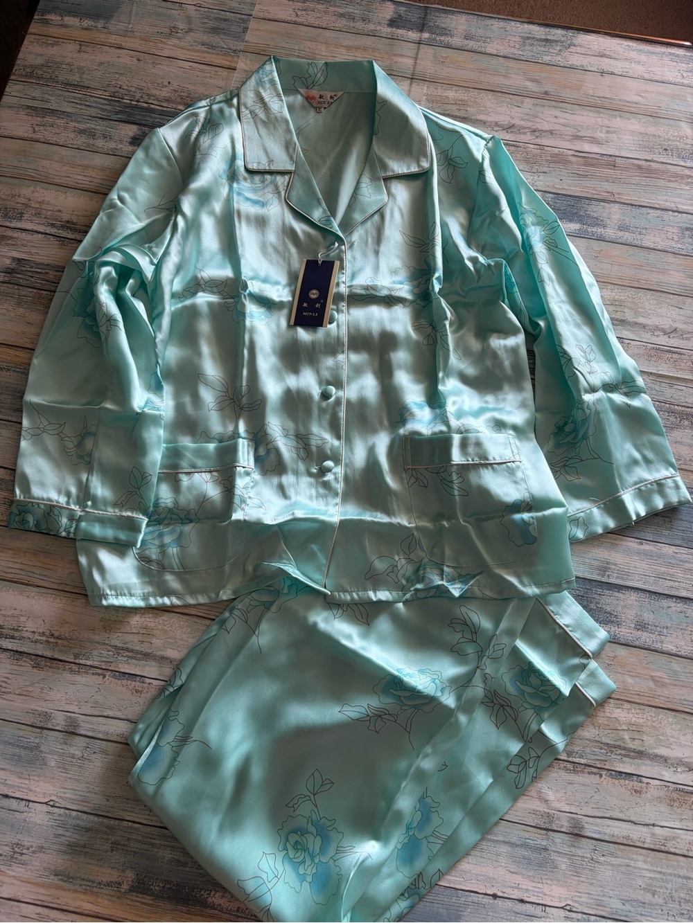 Min Li Women's Silk Pajama Set NWT Size XL - Picture 5 of 7